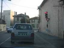 
The little Fiat Uno. Note the little traffic light for little cars below the big light for big cars :)
