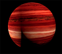 Artist's conception of the wind speed on brown dwarf 2MASS J1047+21, which was clocked at 650 meters per second. View animation.