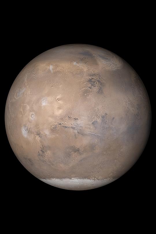 The view of Mars shown here was assembled from MOC daily global images obtained on May 12, 2003.