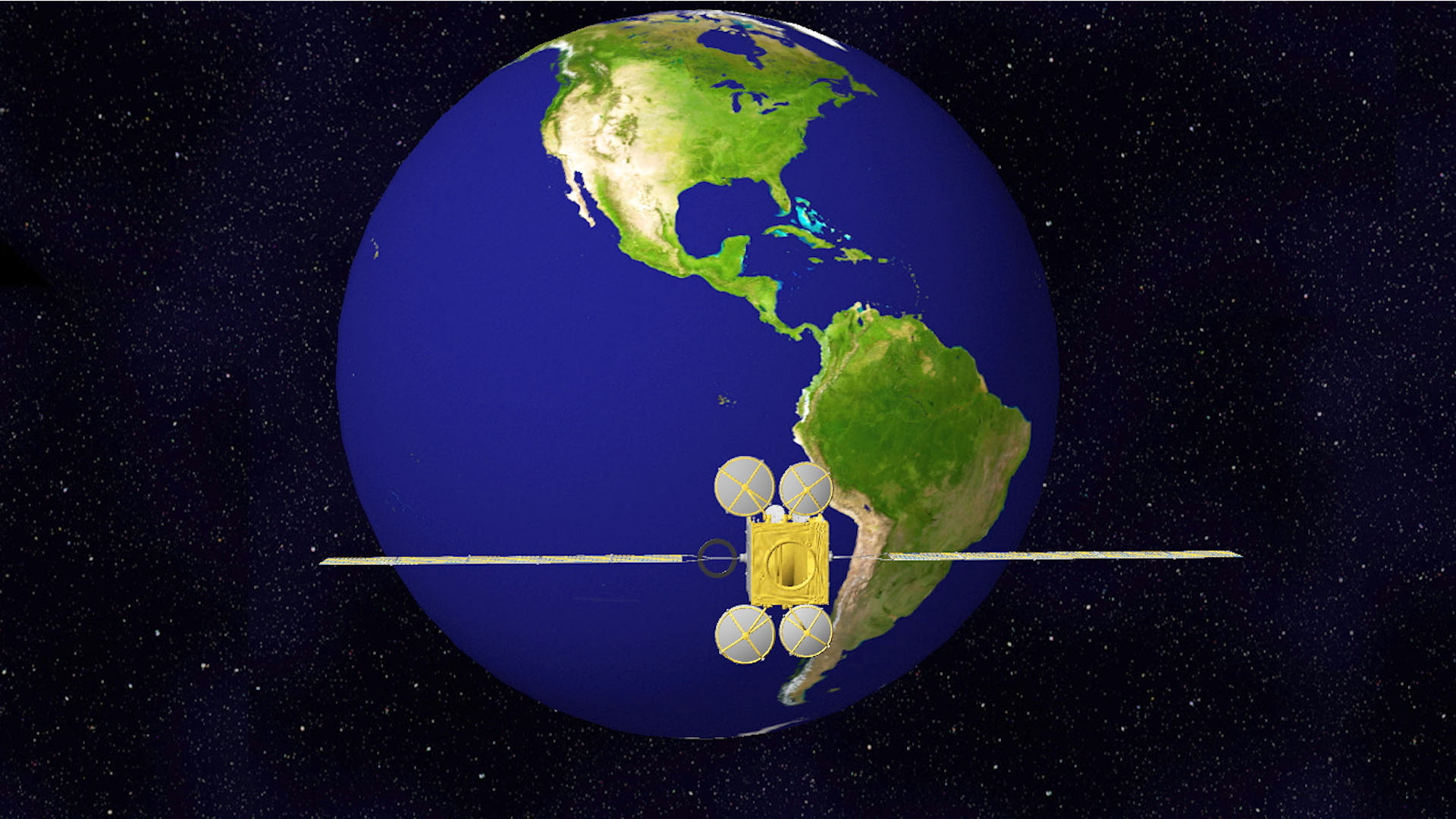 An illustration of TEMPO&#039;s geostationary orbital vantage point over North America.