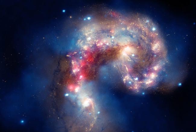 multiwavelength view of the colliding galaxies known as the Antennae