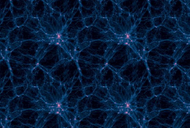 simulation of the dark matter governing the distribution of galaxies