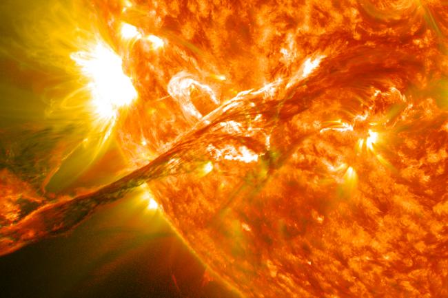 On August 31, 2012 a long filament of solar material that had been hovering in the sun's atmosphere, the corona, erupted out into space at 4:36 p.m. EDT.