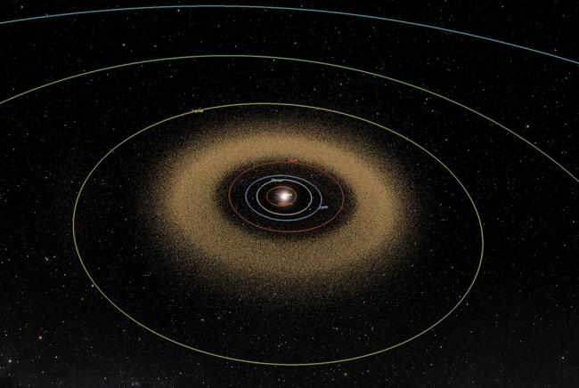 artistic rendition of the main asteroid belt in the Solar System