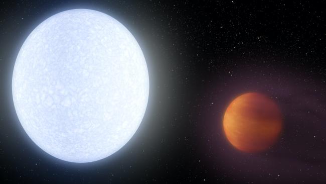 Artist's conception showing the scorching-hot planet KELT-9b orbiting its host star.