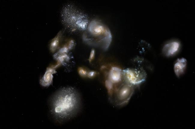 artist's impression of the protocluster of galaxies SPT2349-56