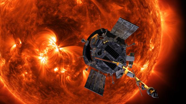 artist's rendition of the Parker Solar Probe approaching the Sun