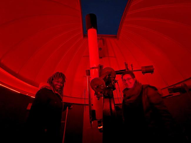 Rachel Nere and Regina Jorgenson, Director of Astronomy at the Nantucket Maria Mitchell Association, at the Maria Mitchel Observatory. 