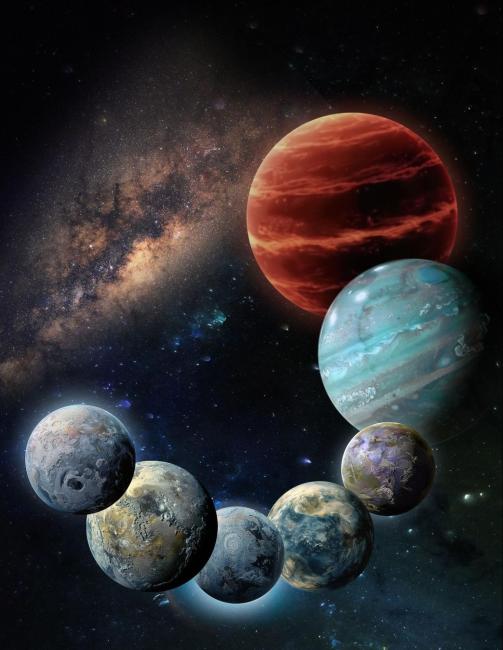 This artist's concept illustrates the results of a new study that measured the masses of many planets relative to the stars that host them